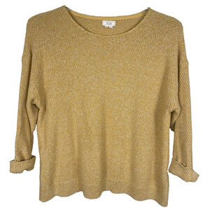 Fatface Sweater Womens 14 Mustard Yellow 100% Cotton Textured Slouchy Beach Boho